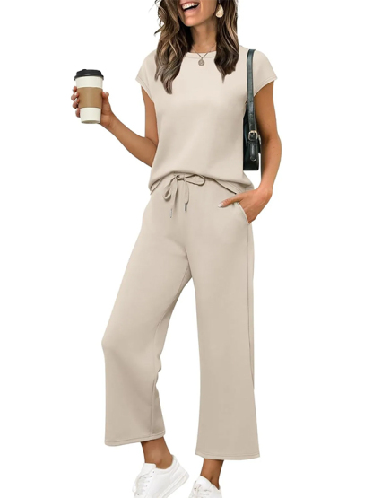 ⏰ LAST DAY SAVE 50% 💥Women Summer Vacation Outfits Cap Sleeve Tops Lounge Matching Sets