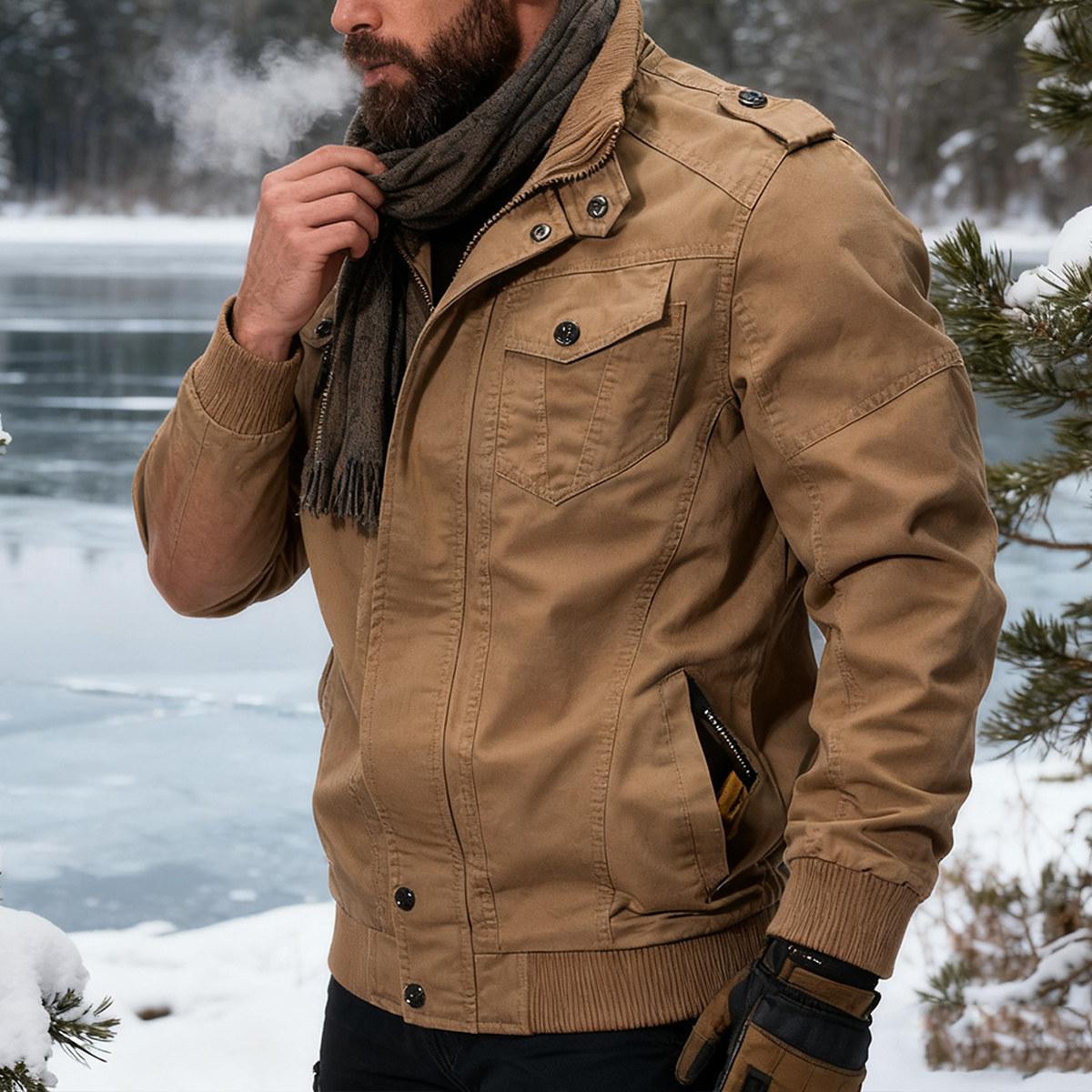 💥 2025 Hot Sale! Men's Thick Winter Hooded Jacket Vintage Style - Warm, Sturdy and Multi-Pocket Design