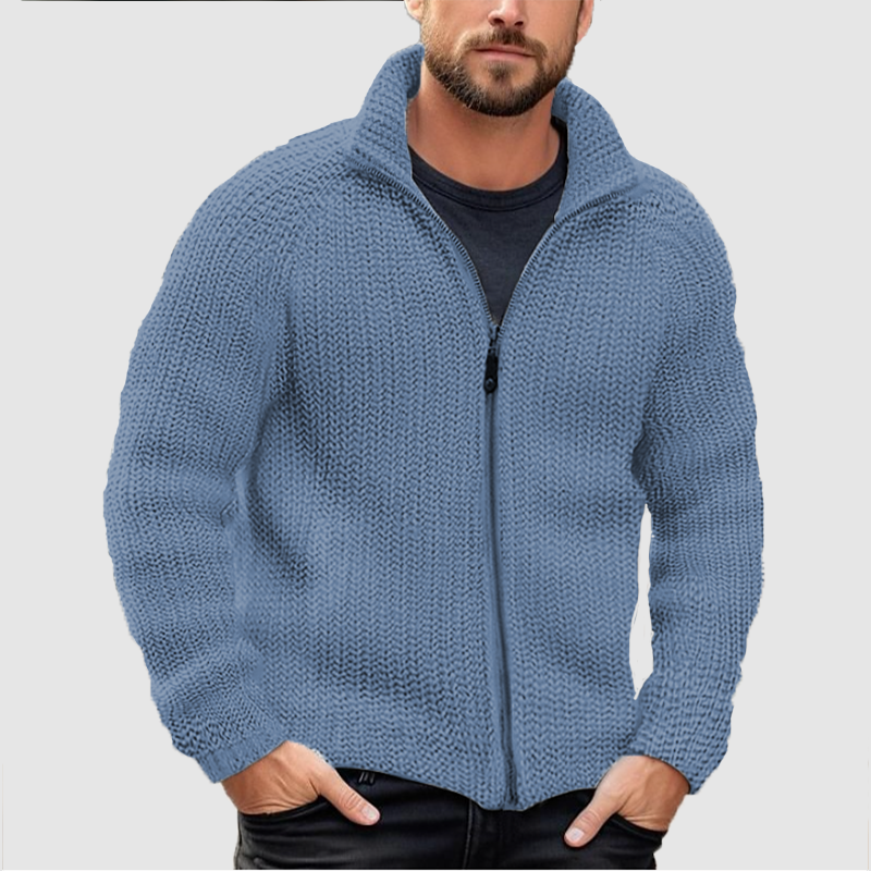 CLEARANCE SALE🔥 Men's Cardigan Solid Zipper Turtleneck Thick Knit Woo