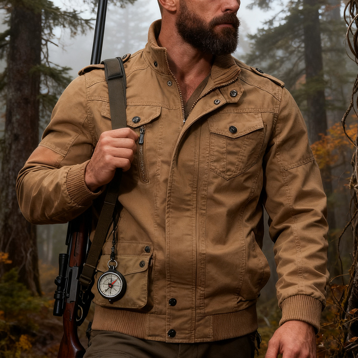 💥 2025 Hot Sale! Men's Thick Winter Hooded Jacket Vintage Style - Warm, Sturdy and Multi-Pocket Design