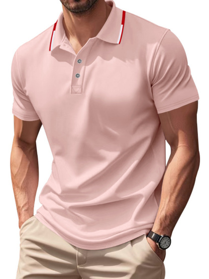 Men's Casual Contrast Color Design Quick-drying Short-sleeved Polo Shirt