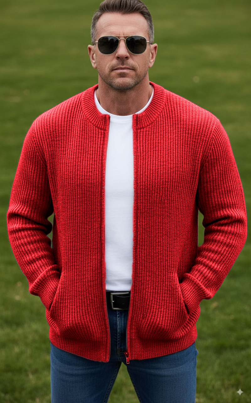 CLEARANCE SALE🔥 Men's Round Neck Zipper Knitted Jacket