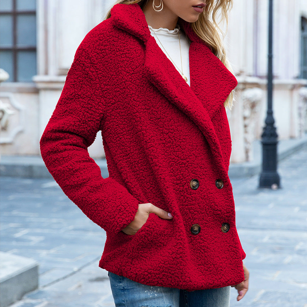 CLEARANCE SALE🔥Loose Lapel Winter Button Jacket Cardigant Fluffy Coat