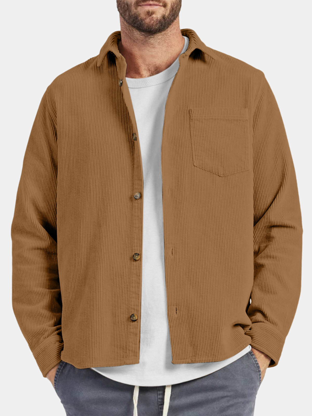 Men's Casual Everyday Corduroy Long Sleeve Shirt