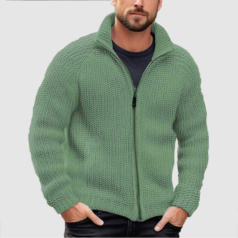 CLEARANCE SALE🔥 Men's Cardigan Solid Zipper Turtleneck Thick Knit Woo