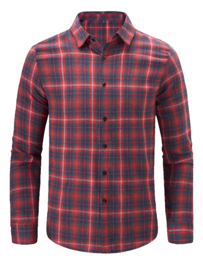 Men's Plaid Casual Basic Long-sleeved Shirt