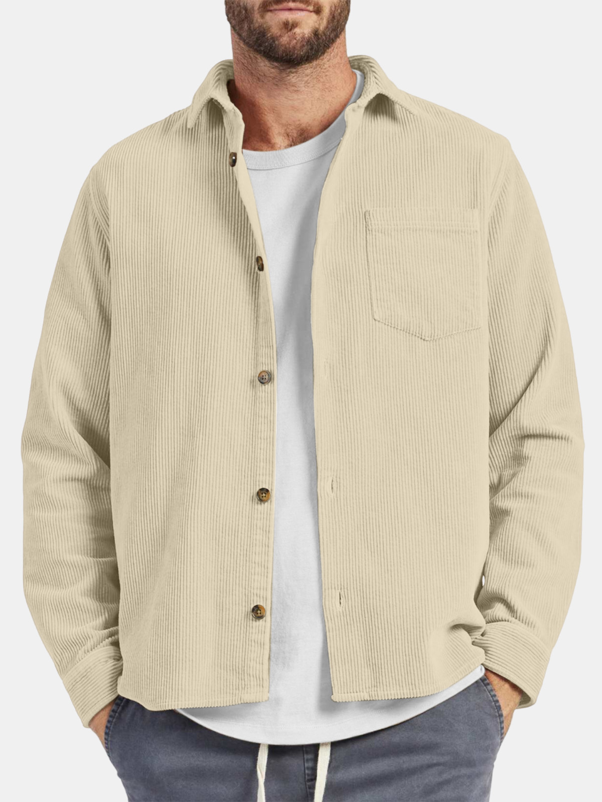Men's Casual Everyday Corduroy Long Sleeve Shirt