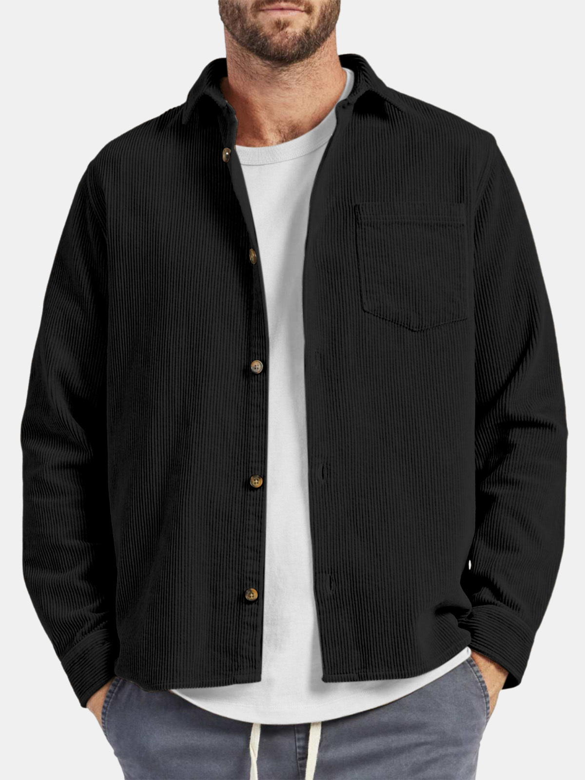 Men's Casual Everyday Corduroy Long Sleeve Shirt