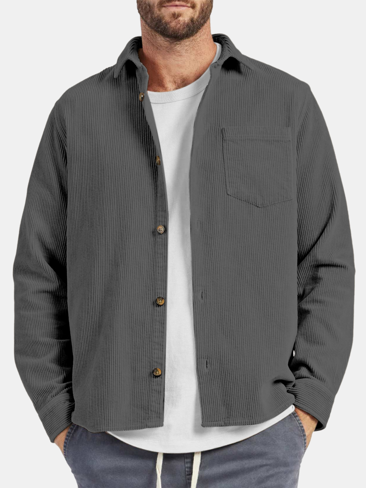 Men's Casual Everyday Corduroy Long Sleeve Shirt