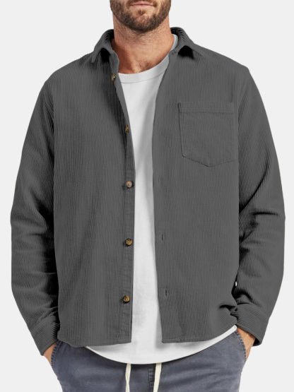 Men's Casual Everyday Corduroy Long Sleeve Shirt