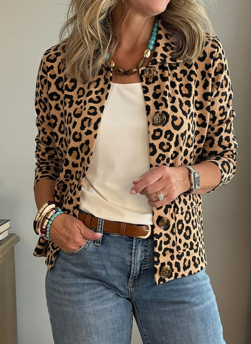 New Arrivals🔥 Casual Lapel Pocket Leopard Print Jacket