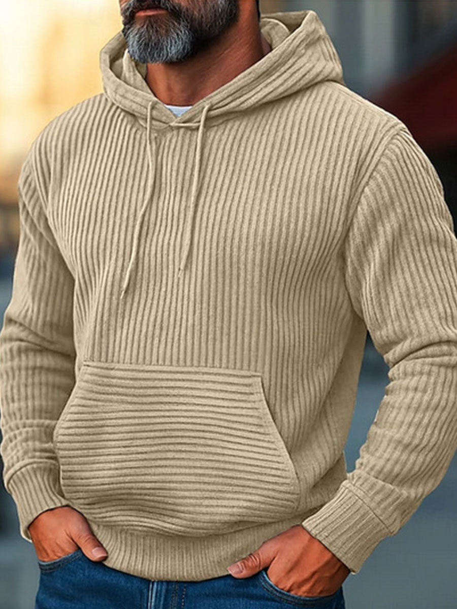 TOMMY  Men's Casual Style Hooded Lace-Up Long Sleeve Sweatshirt