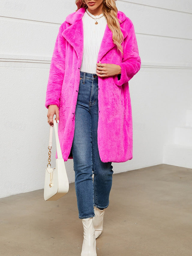 Women's Winter Fleece Sherpa Jacket Windproof Long Teddy Coat