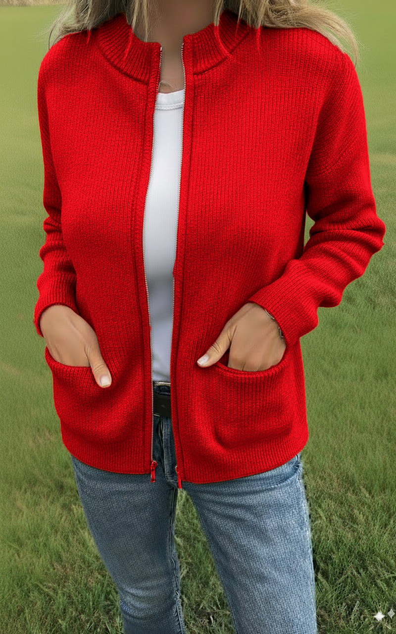 CLEARANCE SALE🔥 Round Neck Zipper Knitted Jacket