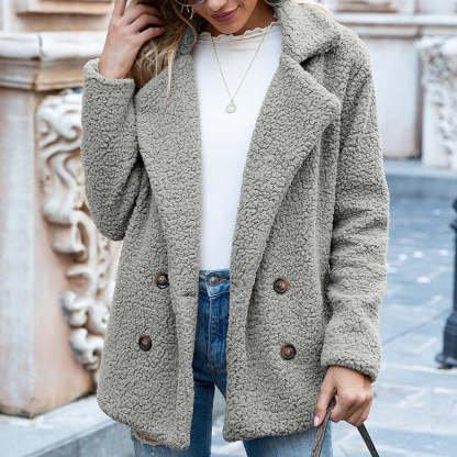 CLEARANCE SALE🔥Loose Lapel Winter Button Jacket Cardigant Fluffy Coat - 51% OFF