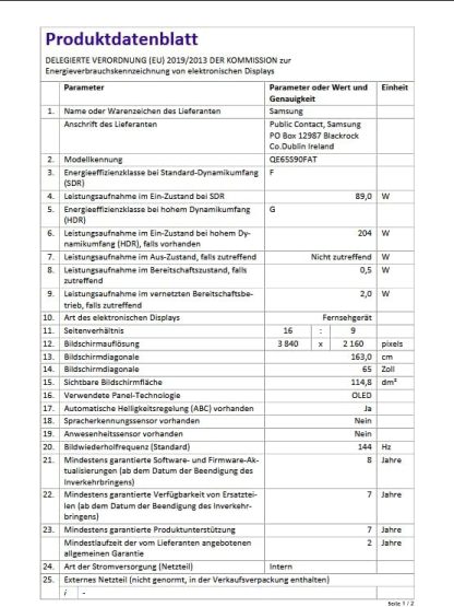 OLED 4K S90F 65 Inch (165 cm), UHD TV, NQ4 AI Gen3 Processor, OLED HDR+, 4K Upscaling Pro, Dolby Atmos, Gaming Hub, Motion Xcelerator 144Hz, Samsung V