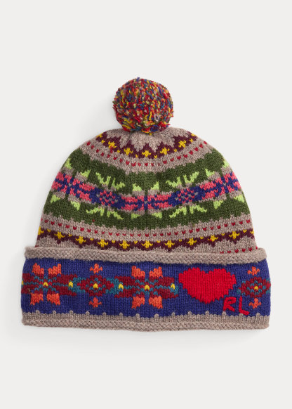 Fair Isle Wool-Blend Pom-Pom Beanie
