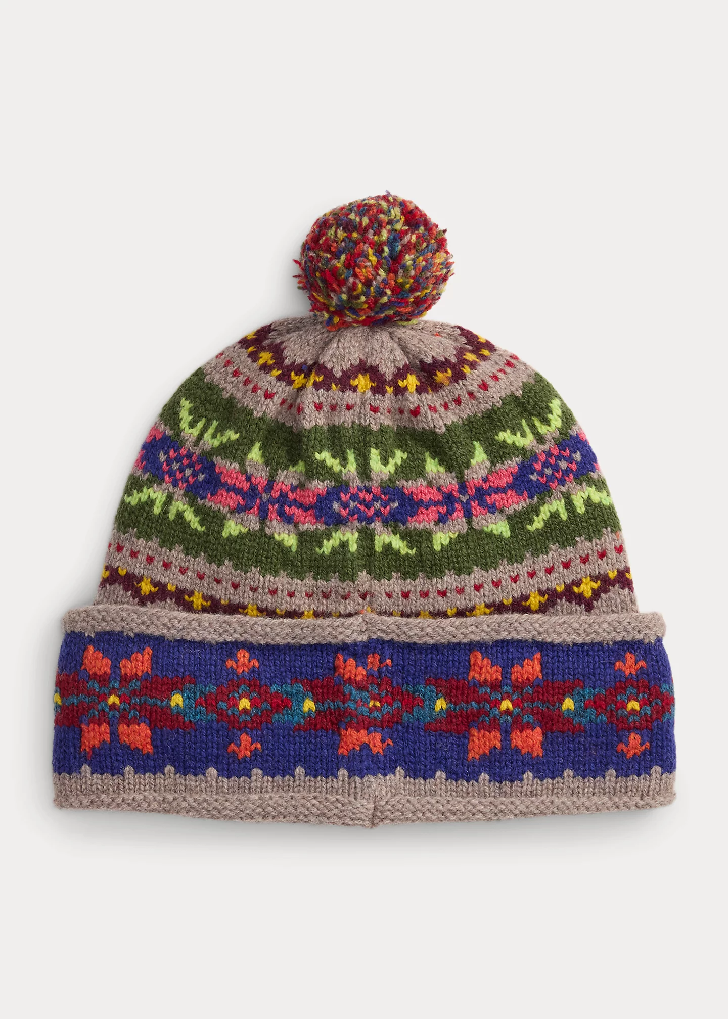 Fair Isle Wool-Blend Pom-Pom Beanie
