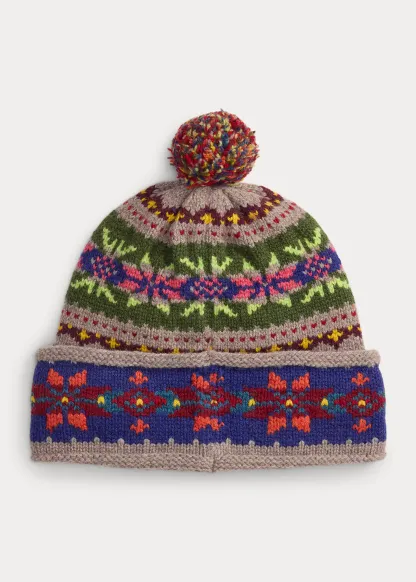 Fair Isle Wool-Blend Pom-Pom Beanie