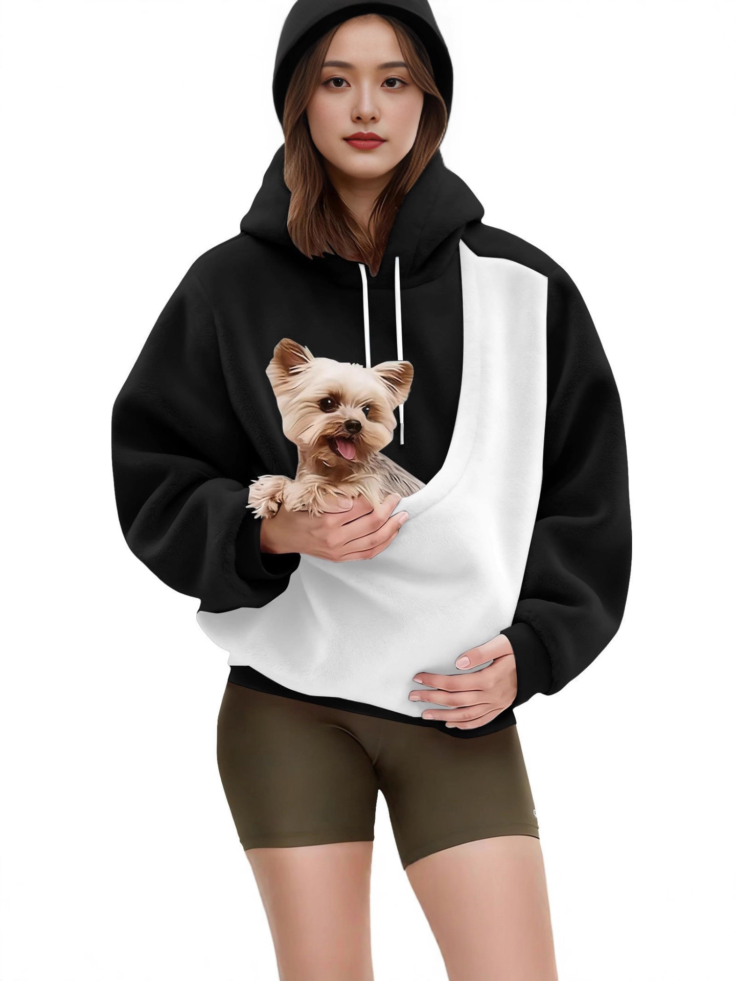 Flannel Pet Carrier Hoodie — Warm, Cozy & Convenient Kangaroo Pouch Sweatshirt for You and Your Pet