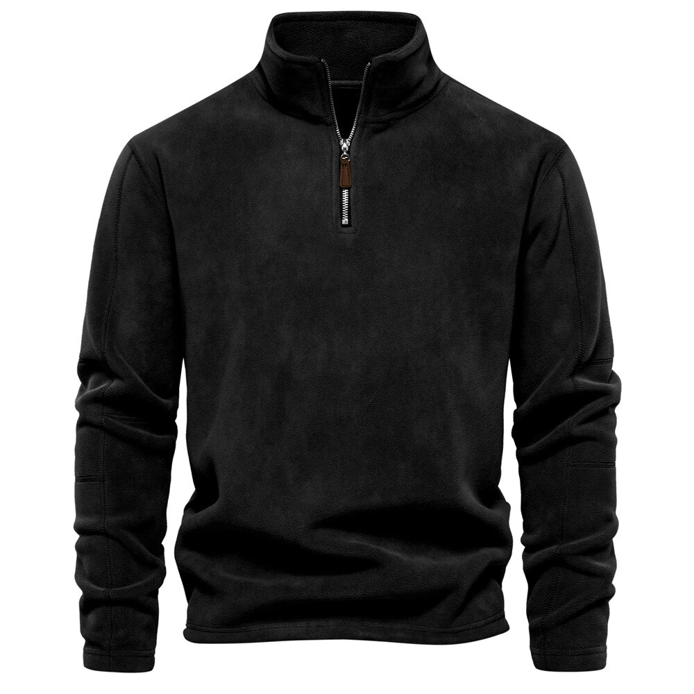 Men's Stand Collar Half Zip Long Sleeve Hoodie Sweatshirt Fleece Pullo