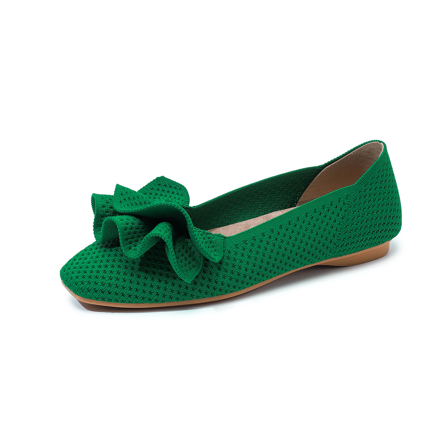 Comfortable Square-Toe Knit Flats Designed for Everyday Comfort