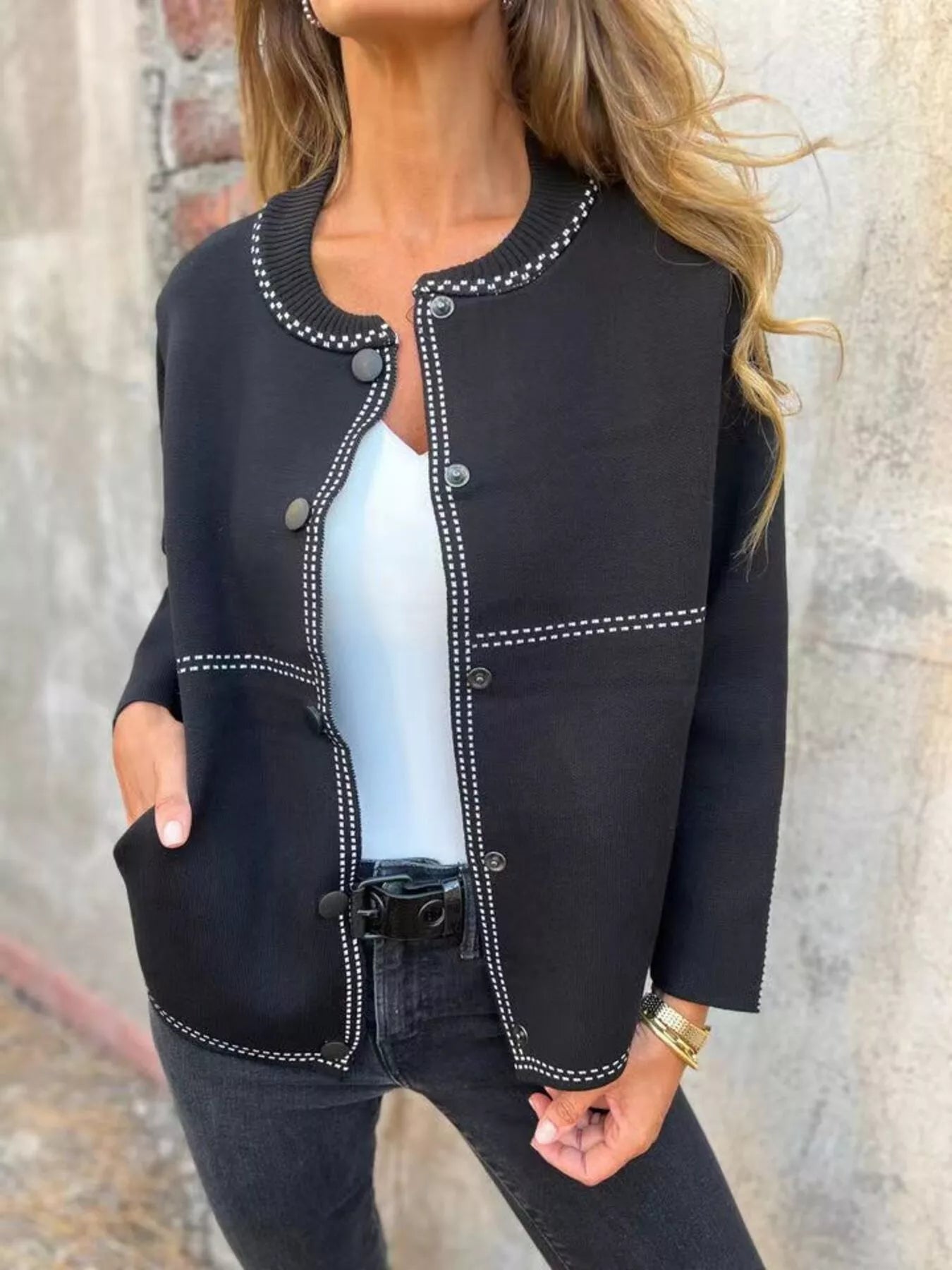 Hazel Blues® | Button Up Long Sleeve Cardigan