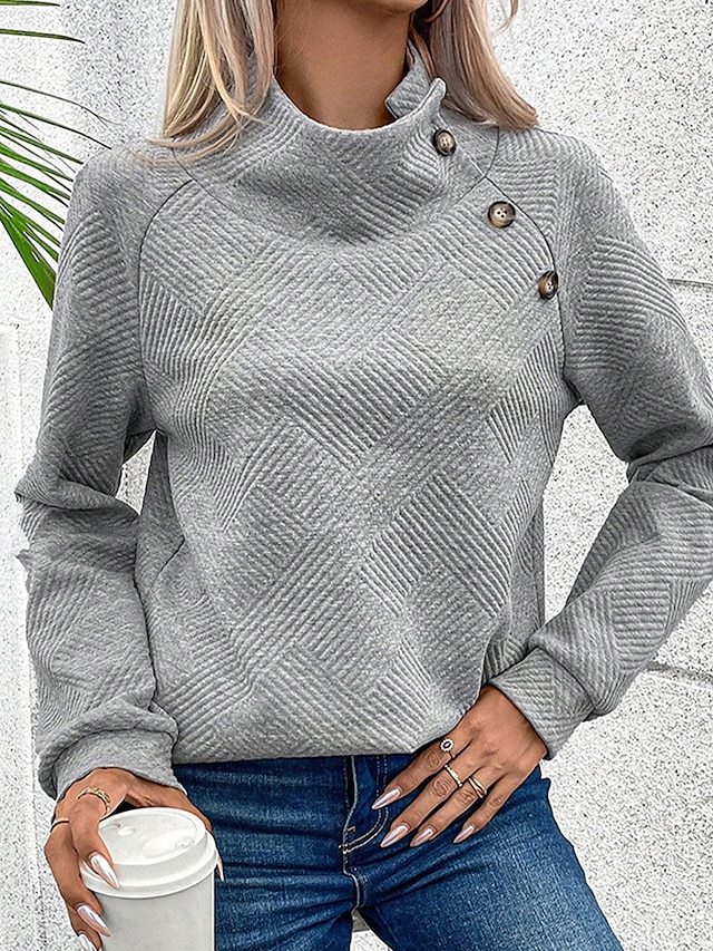 🎄Christmas Clearance🔥Women's High Neck Special Button Designer Sweat