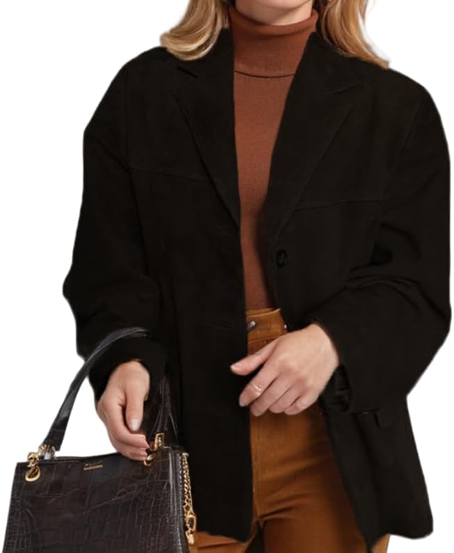 2025 Women's faux leather jacket plus size button down coat casual casual outerwear for winter