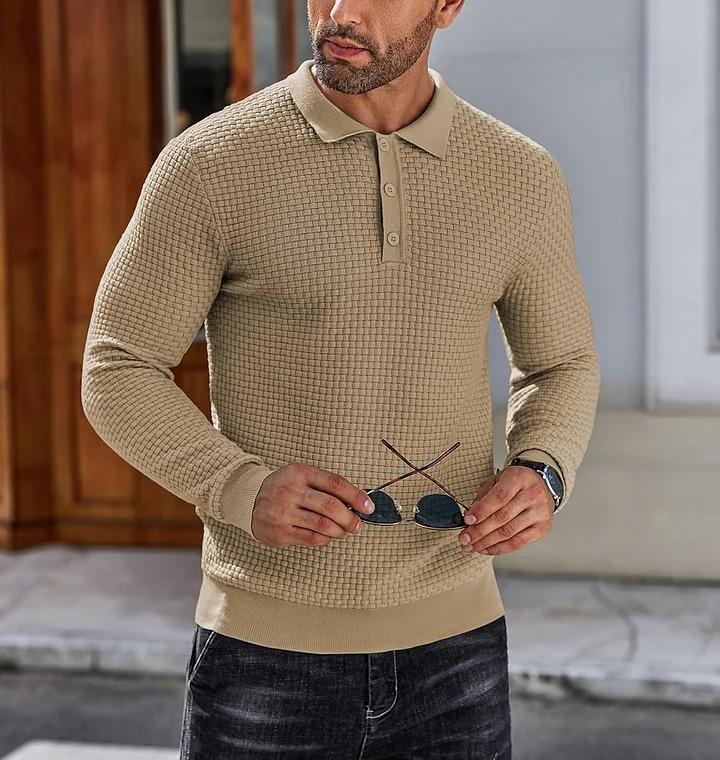 CLEARANCE🔥 Men's Casual Knitted Sweater Long Sleeve Polo Shirt