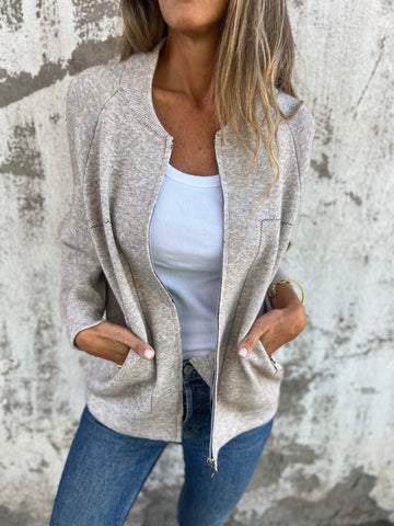 CLEARANCE SALE🔥Casual Round Neck Zipper Thin Jacket