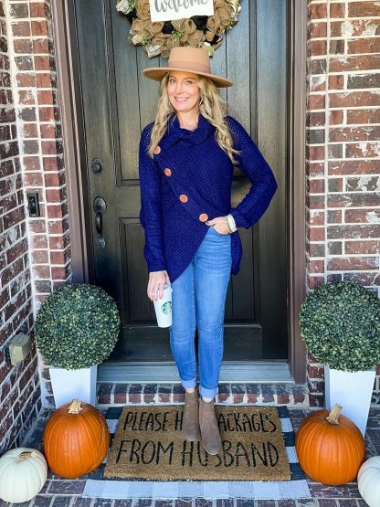 Women's Chunky Turtleneck Long Sleeve Asymmetric Hem Loose Knit Pullover Sweaters