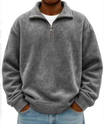 Men's Fashion Retro Stand Collar Zipper Hole Sweatshirt