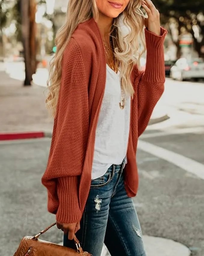 Women's Batwing Cable Knitted Slouchy Oversized Cardigan Sweater
