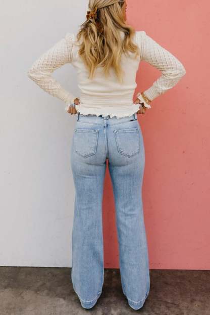 🏆LAST DAY SALE💥 Vintage Wash Plus-Size Jeans — Stretchy, Tummy Control & Straight Leg Fit