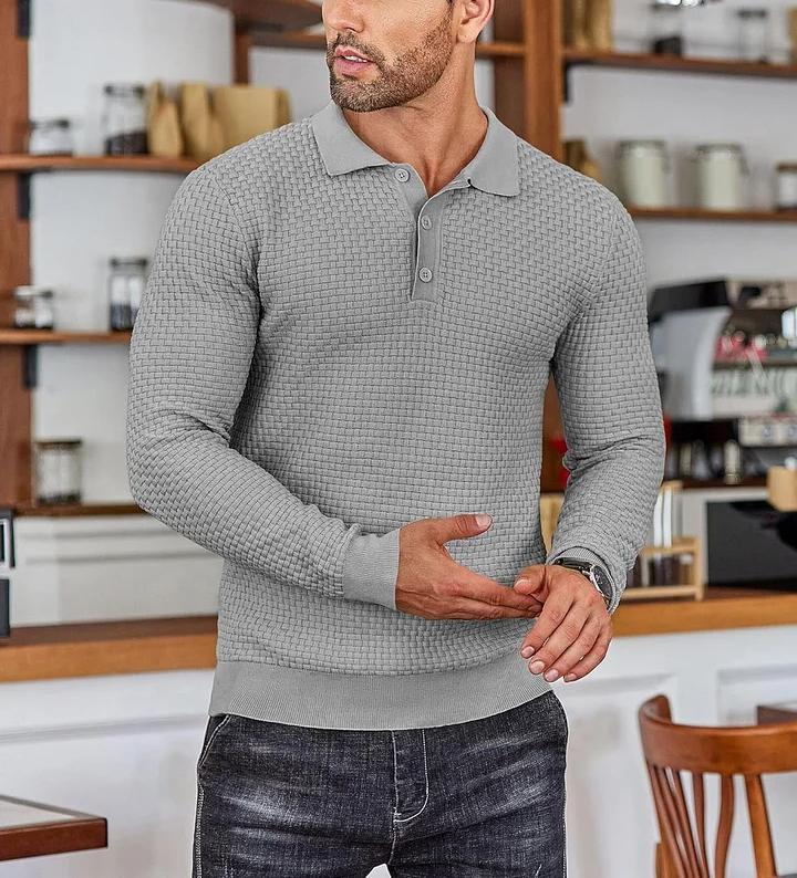 CLEARANCE🔥 Men's Casual Knitted Sweater Long Sleeve Polo Shirt