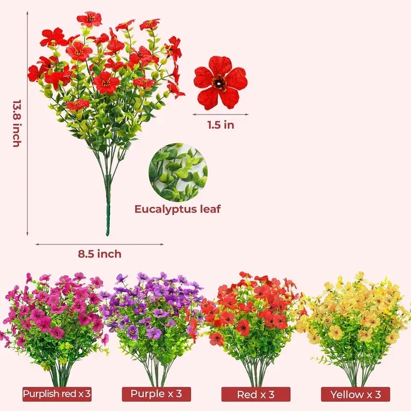 Marivn Artificial Hanging Flowers for Outdoors Fake Hanging Plants Spring Summer Decoration UV Resistant for Garden Front Porch Patio Balcony Decor