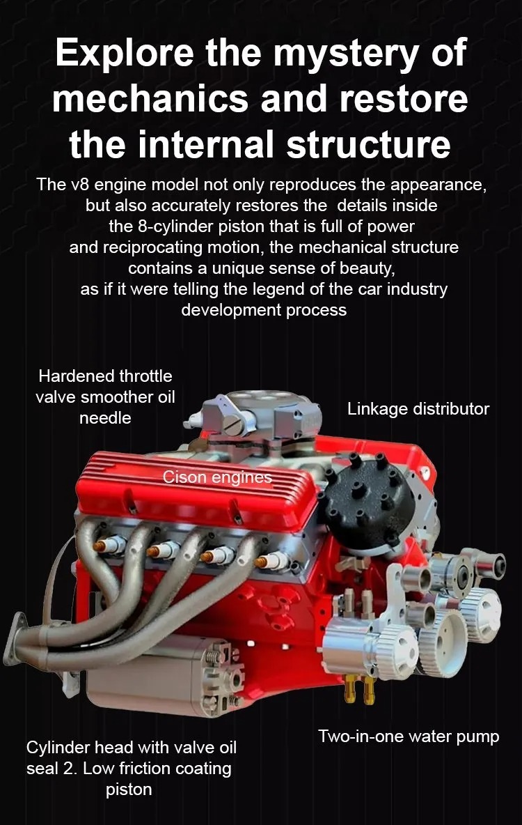 100% Functional – CNC-Machined, Gas-Powered, Fully Working New V8 Engine Model