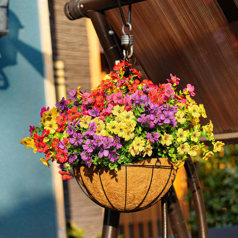 Marivn Artificial Hanging Flowers for Outdoors Fake Hanging Plants Spring Summer Decoration UV Resistant for Garden Front Porch Patio Balcony Decor