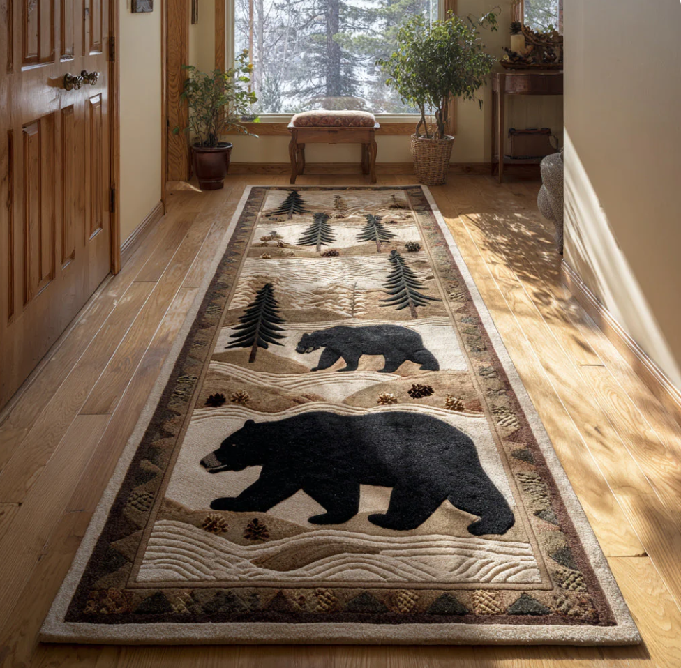 3D Stereoscopic Polar Bear Patterns High-Density Polyester Non-Slip Wear-Resistant Washable Hallway Rug for Corridor Living Room Home Decor