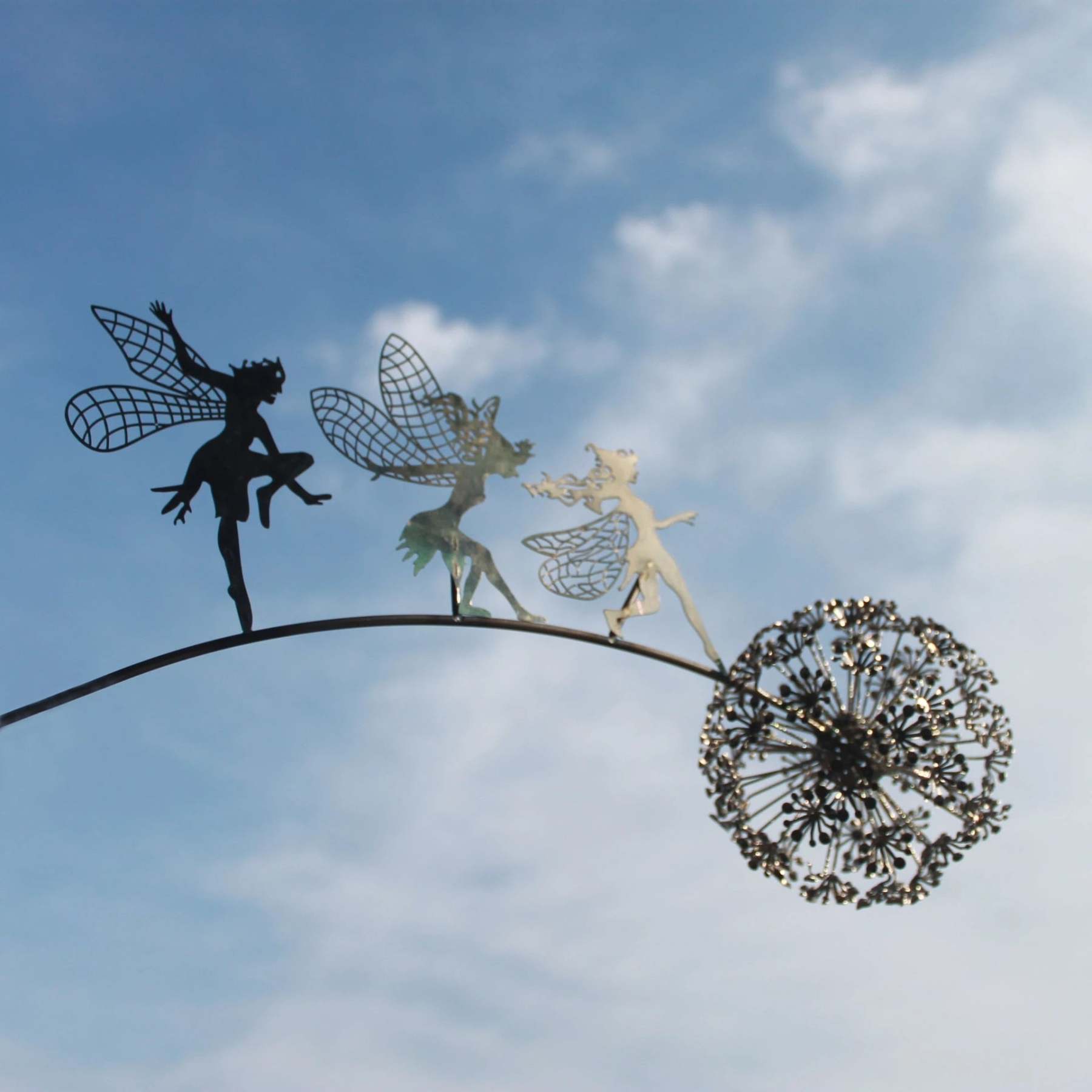 Metal Fairy Garden Sculptures Outdoor Decorative Yard Art