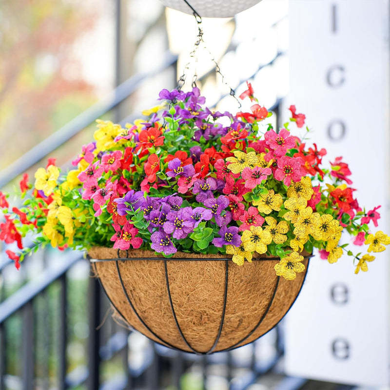 Marivn Artificial Hanging Flowers for Outdoors Fake Hanging Plants Spring Summer Decoration UV Resistant for Garden Front Porch Patio Balcony Decor