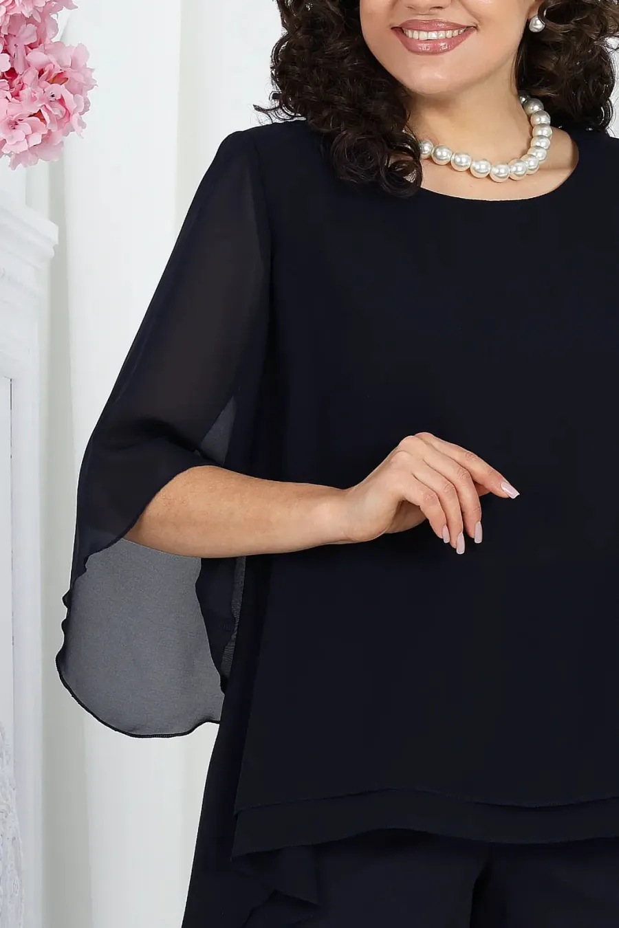 Elegant Layered Chiffon High-Low Top and Pants Two Piece Set (Buy 2 Free Shipping)
