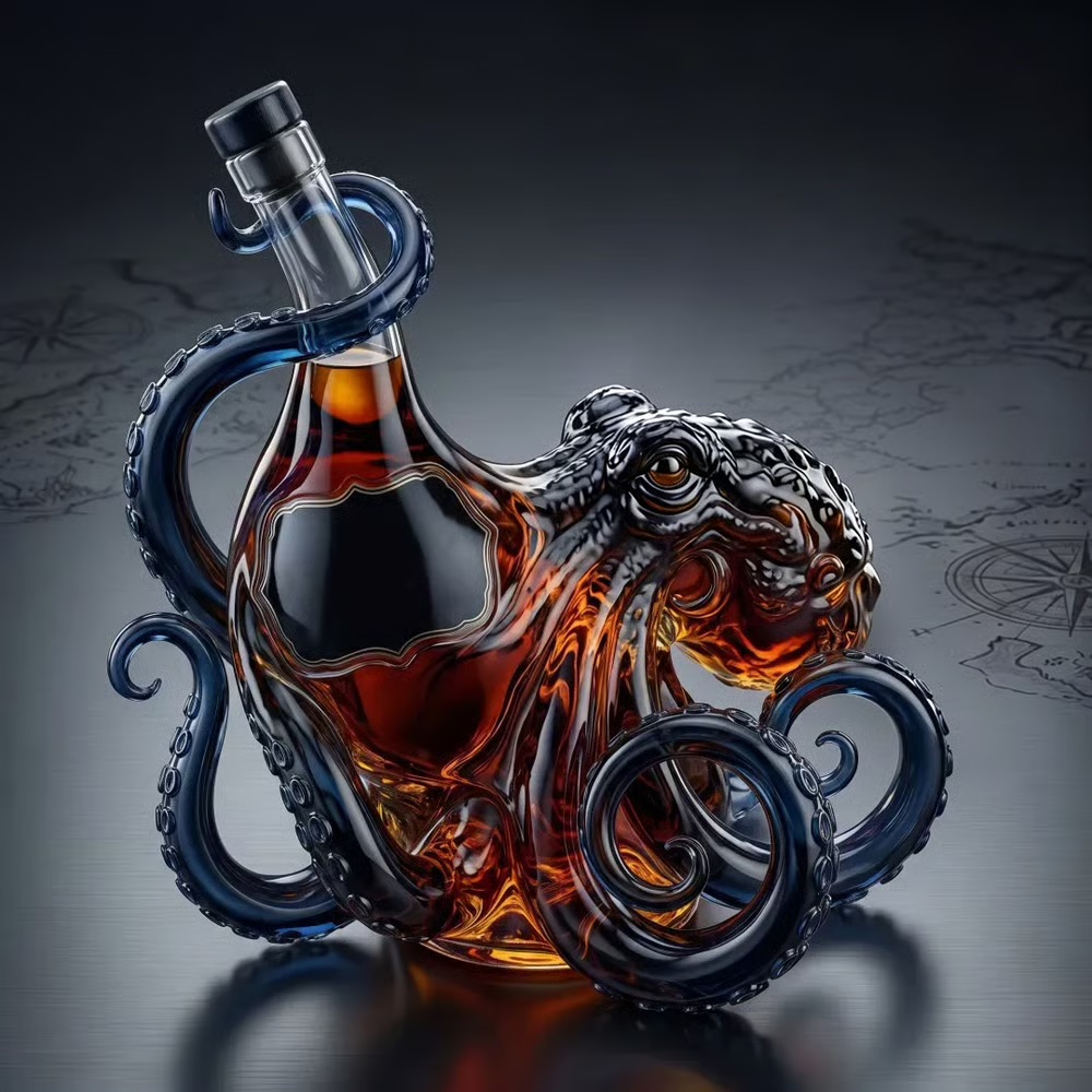 🔥Father's Day special 60% OFF🔥🔥The Black Spiced Rum 3D Sculpted Octopus Collector's Edition Bottle🐙🥃