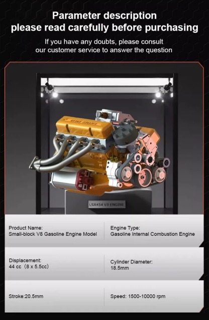 100% Functional – CNC-Machined, Gas-Powered, Fully Working New V8 Engine Model