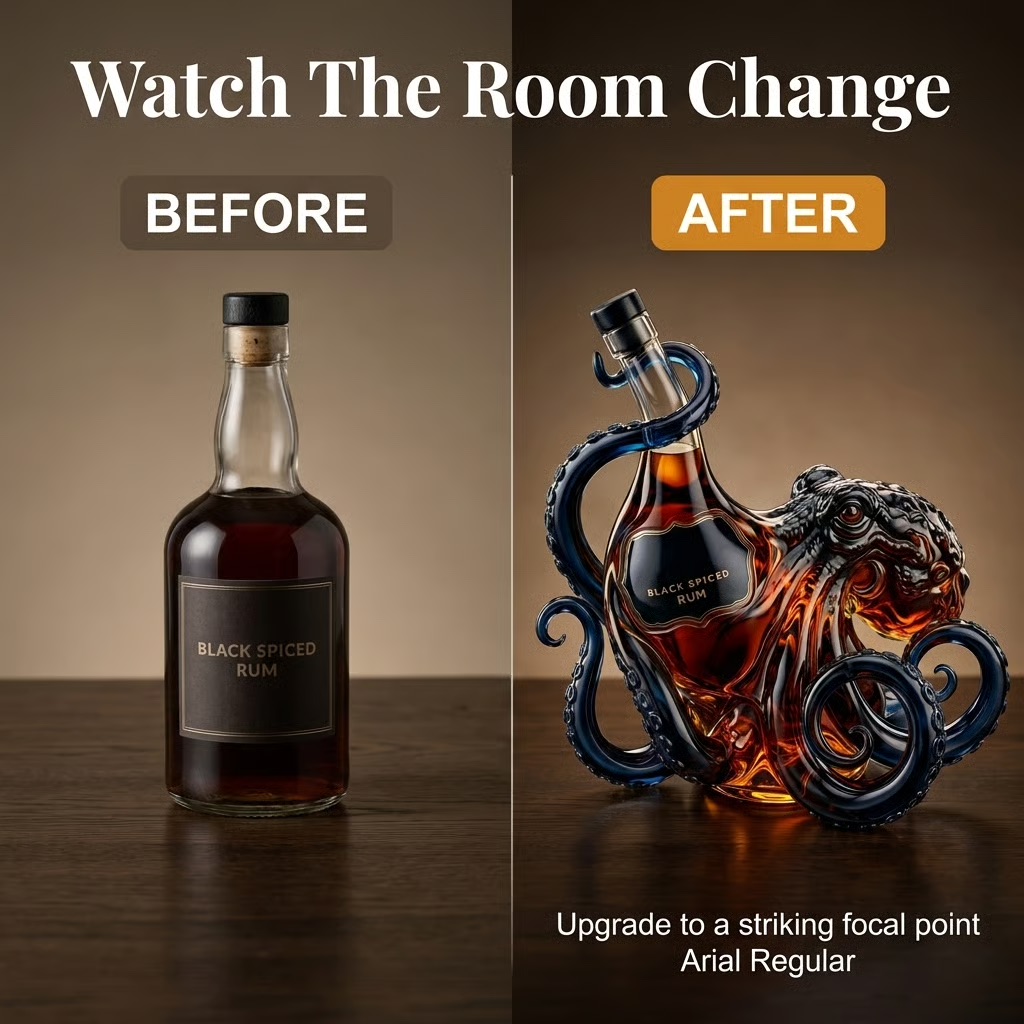 Suggested image: amber rum glowing through the clear glass core under bar lighting