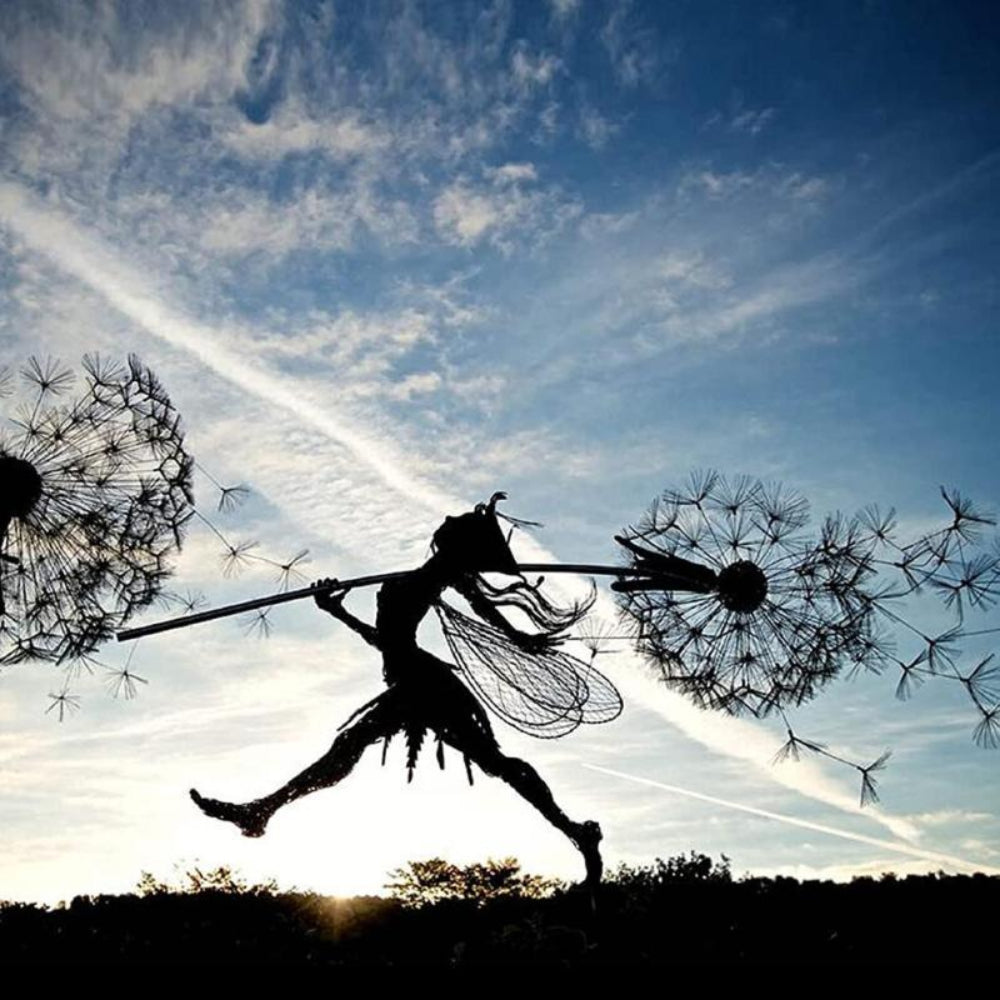 Metal Fairy Garden Sculptures Outdoor Decorative Yard Art