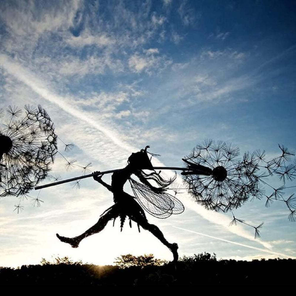 Metal Fairy Garden Sculptures Outdoor Decorative Yard Art