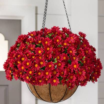 Artificial Outdoor Sunset Mums Flowers - UV resistant, Waterproof, Windproof