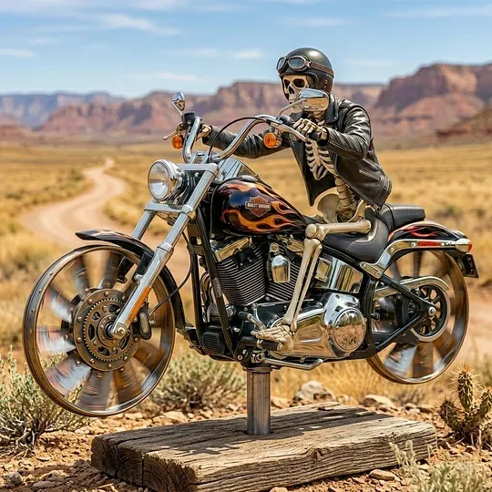 Skeleton Biker Wind Spinner